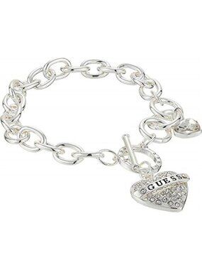 7INCH GUESS Goldtone Charm Chain Bracelet